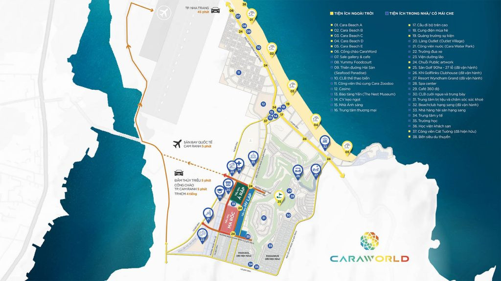 38 Đại tiện ích CaraWorld Cam Ranh: Điểm đến cả thế giới 38 Đại tiện ích CaraWorld Cam Ranh: Điểm đến cả thế giới